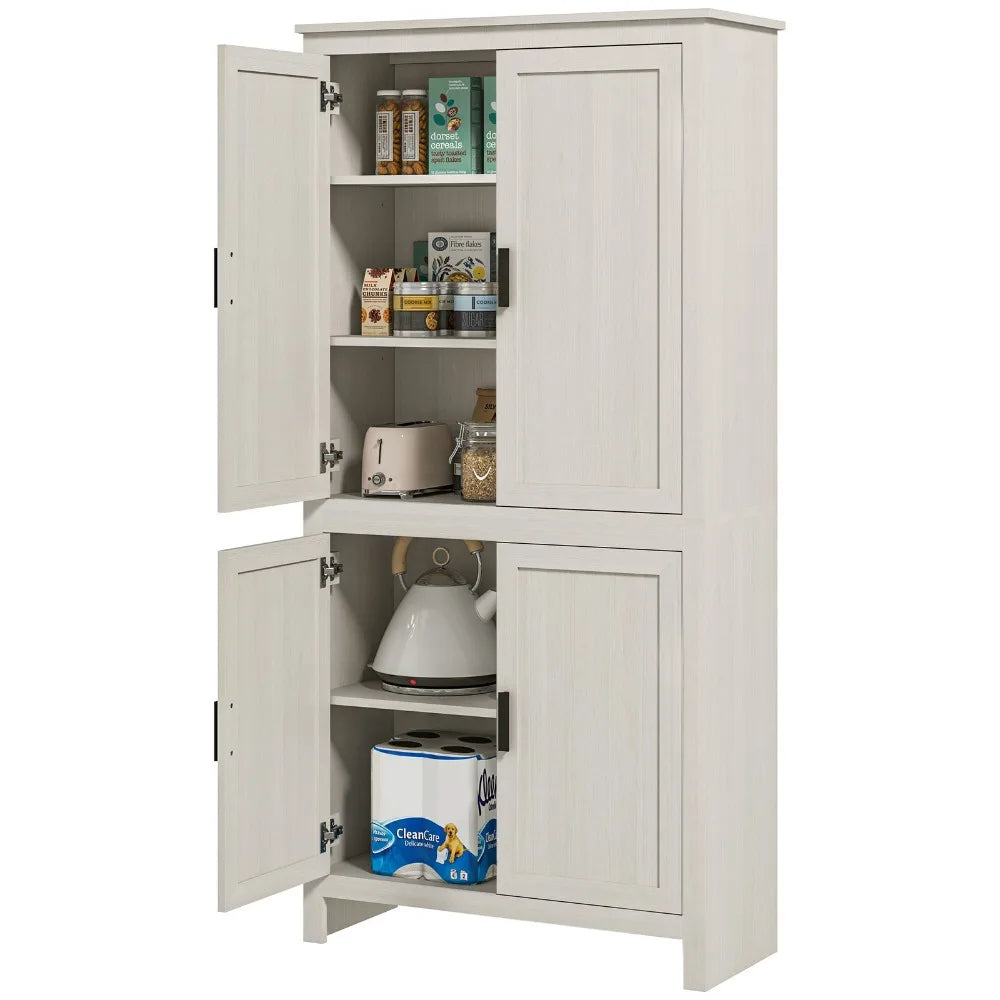 Freestanding Kitchen Pantry Four-Door Storage Cabinet