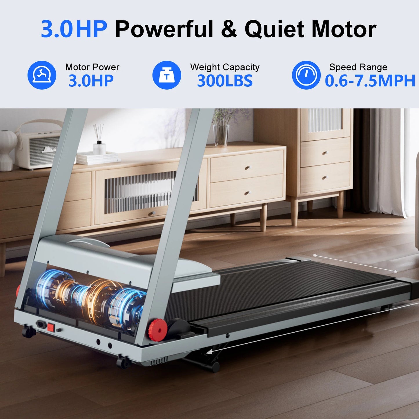 Driving Power 3.0 HP Treadmill With Adjustable Incline PerformanceEnhancementModule