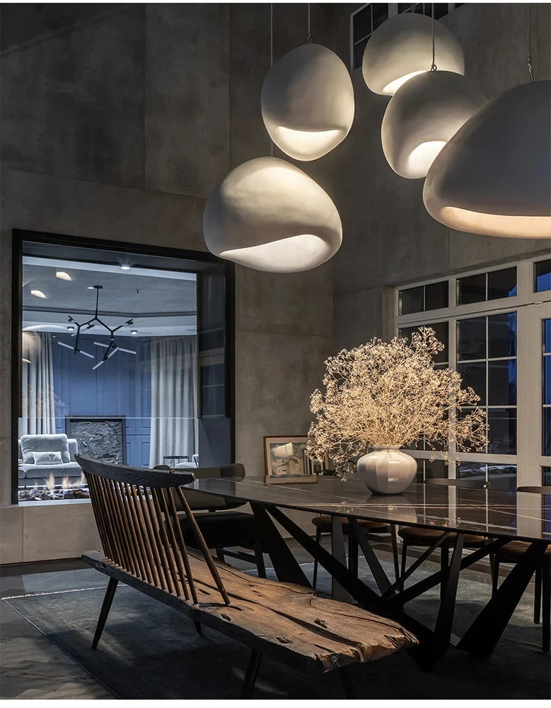 Modern E27 Pendant Lights Wabi Sabi Dining Table Ceiling Chandelier