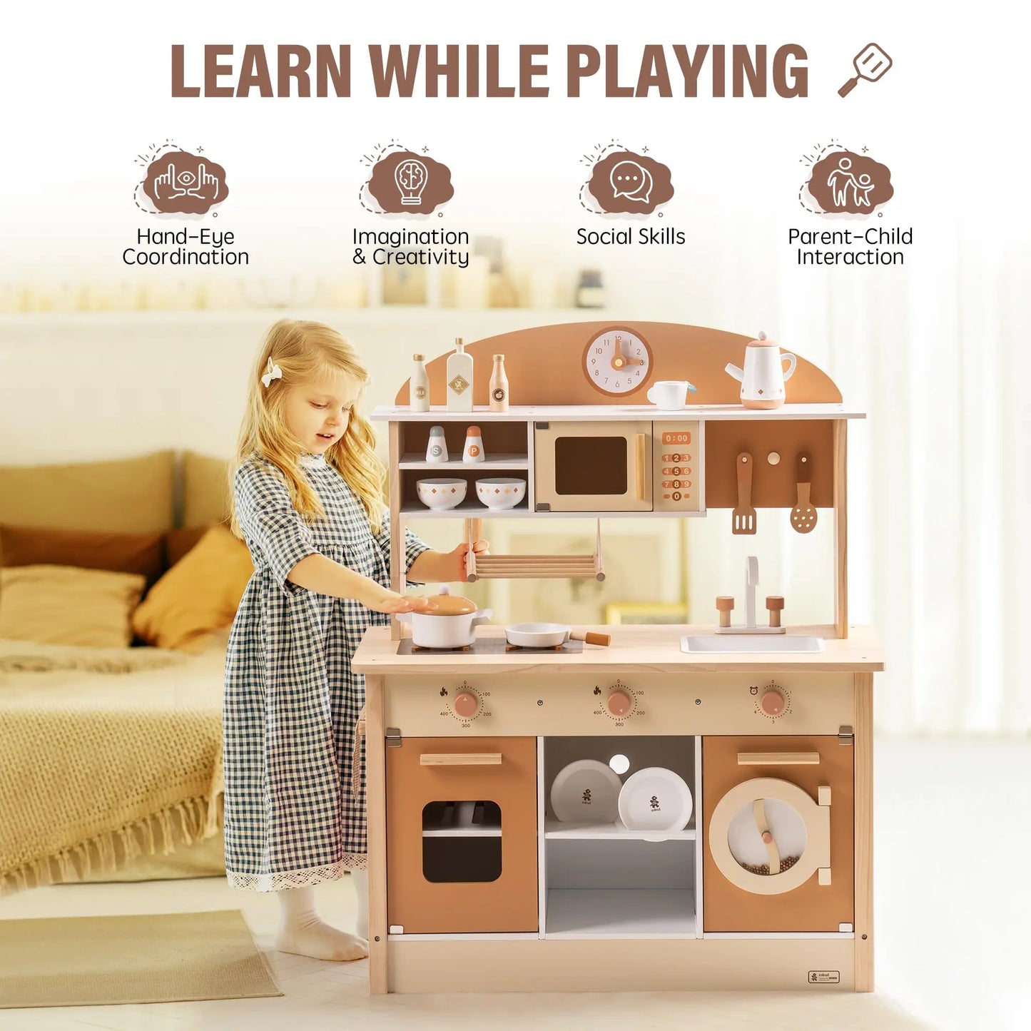 ROBOTIME Wooden Modern Style Play Kitchen