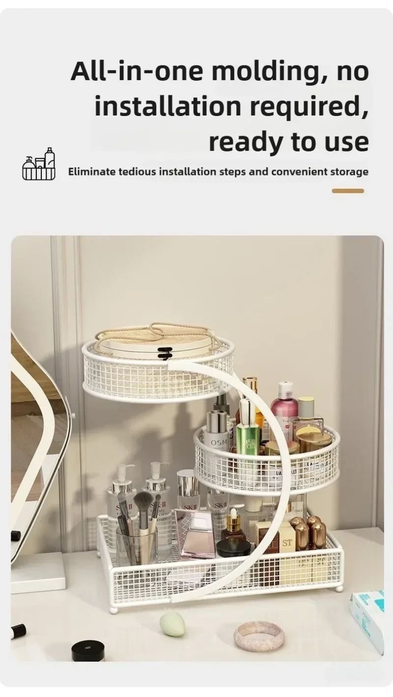 Hign-concerned Metal Makeup Storage Rack for Efficient Countertop Organization and Cosmetic Tools