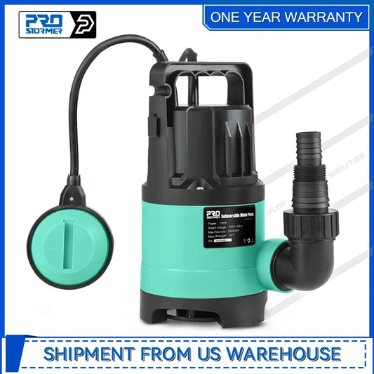 Sump Pump 2000GPH 1/2 HP Submersible Water Pump with Build-in Float SwitchPortable Utility Pump with 15ft Cord By Prostmer