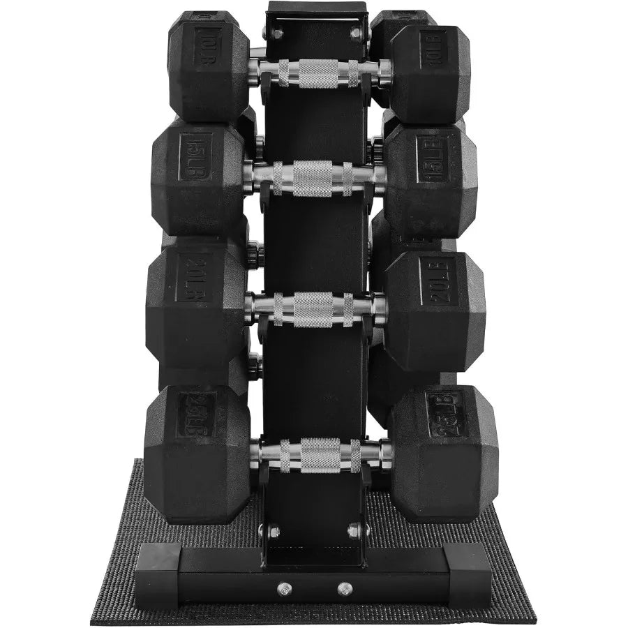 XMSJ Rubber Coated Hex Dumbbell Set With Storage Rack