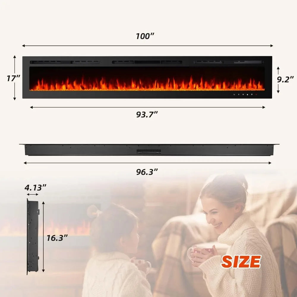 Recessed and Wall Mounted Fireplace Fire Place with Timer