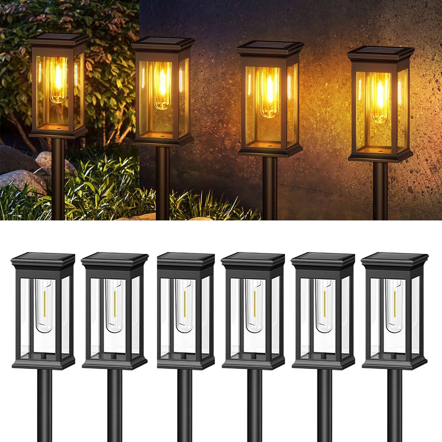 Upgraded Solar Lights 6/12 Pack Modern LED Garden Lighting