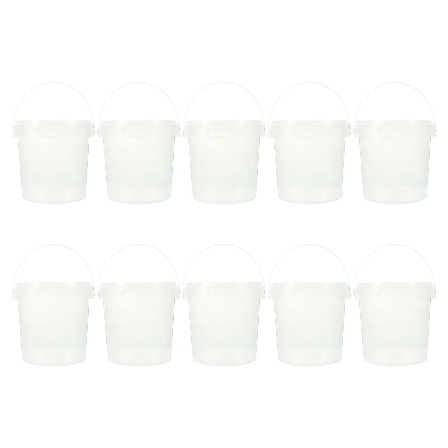10 Pcs Plastic Storage Buckets Kitchen Containers Empty Bucket Clear Container Household Items Sealed Lid Portable