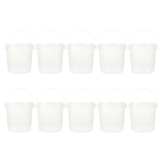 10 Pcs Plastic Storage Buckets Kitchen Containers Empty Bucket Clear Container Household Items Sealed Lid Portable