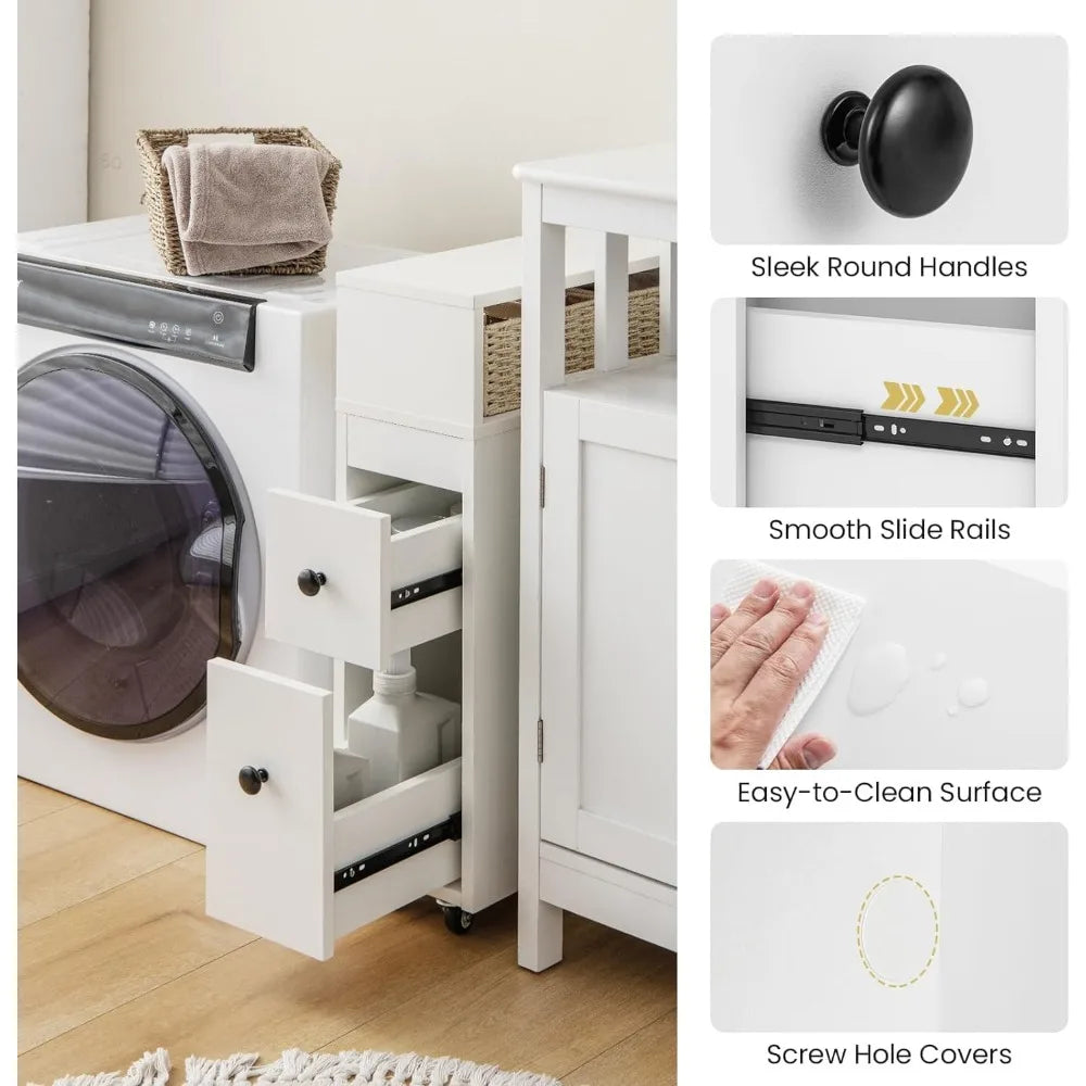 Narrow Rolling Bathroom Storage Cabinet