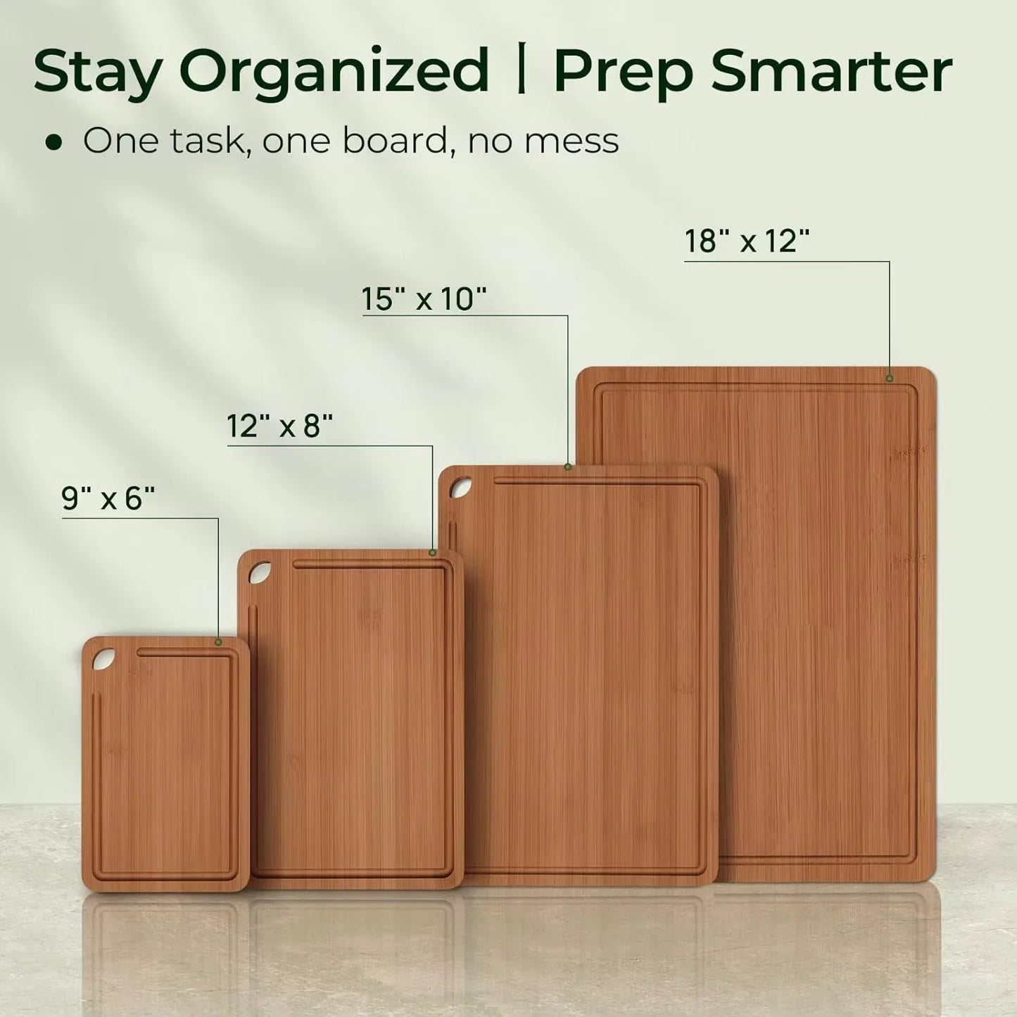 Carbonized Bamboo Cutting Boards Set For Kitchen Prep