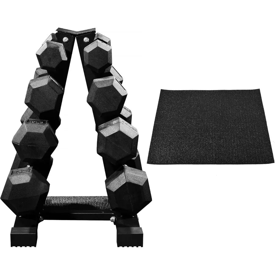 XMSJ Rubber Coated Hex Dumbbell Set With Storage Rack