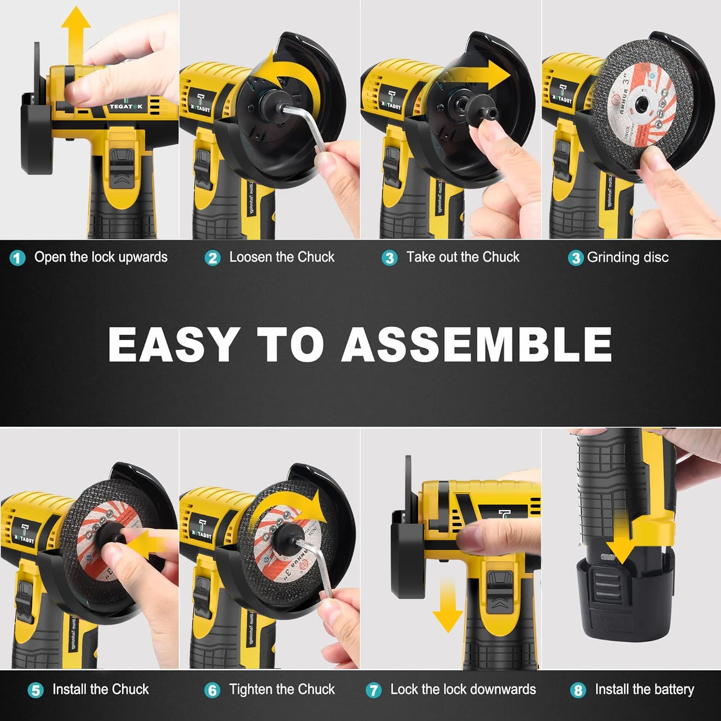 19500RPM Electric Angle Grinder Polishing Tool Cordless Portable Mini Cutting Machine 12V Rechargeable Battery