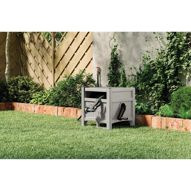Suncast 100 Feet Hose Hideaway Reel Gray Durable Storage