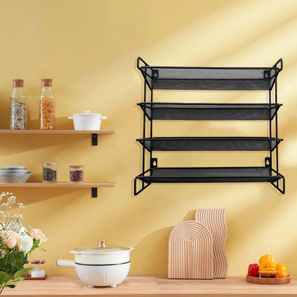 4 Tier Kitchen Organizer Spice Rack Wall Mounted