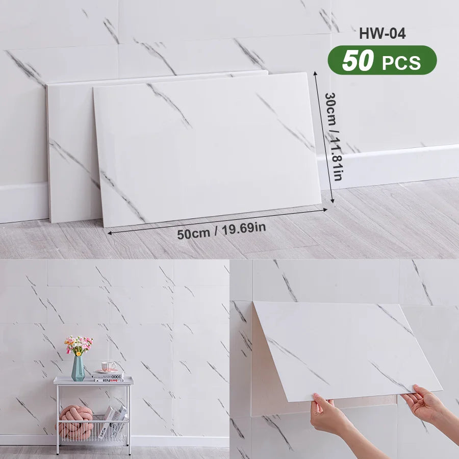 3D Self Adhesive Peel and Stick Wall Tiles 50 Pieces