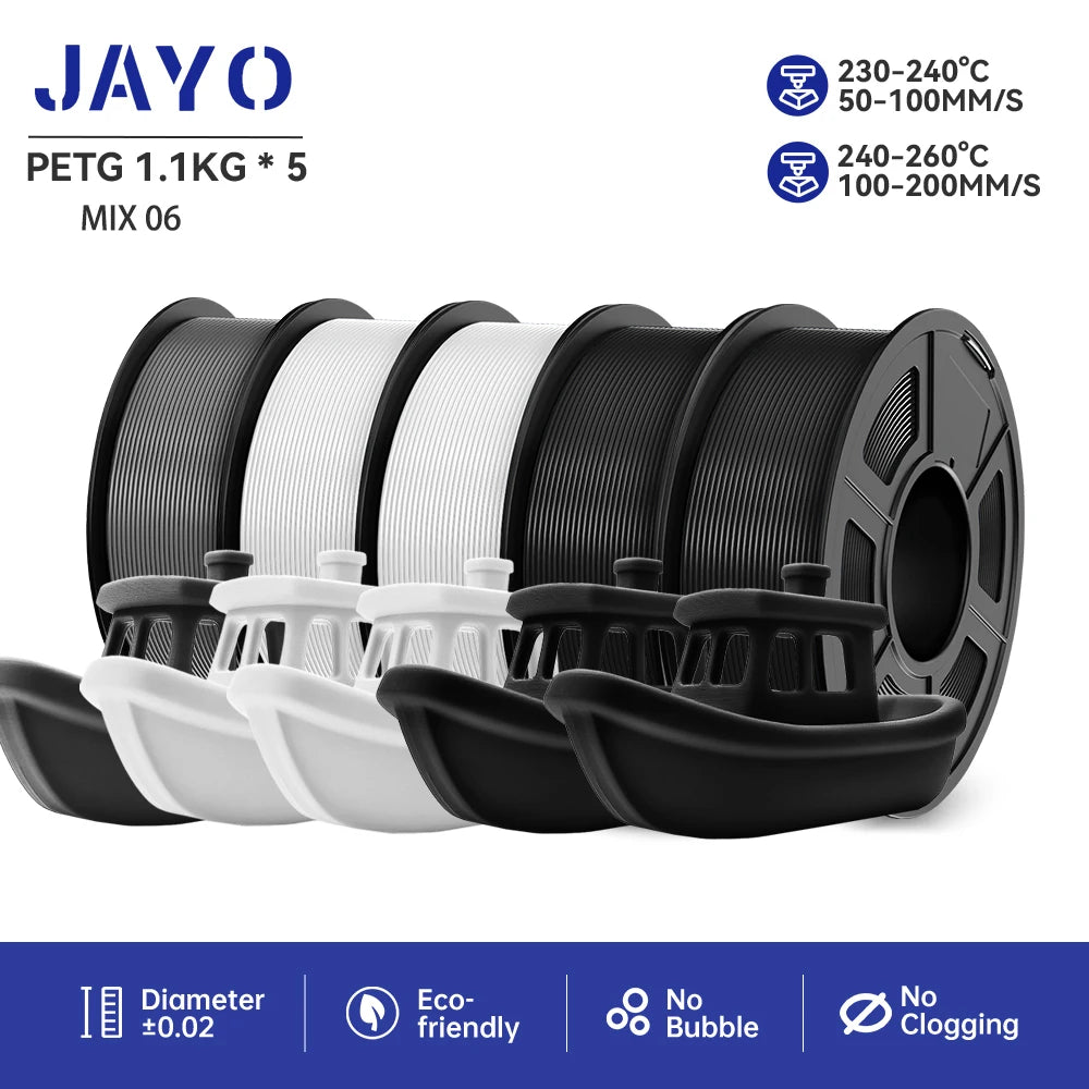 JAYO PLA/PETG/ABS/TPU/PLA plus/PLAMeta 5 Rolls