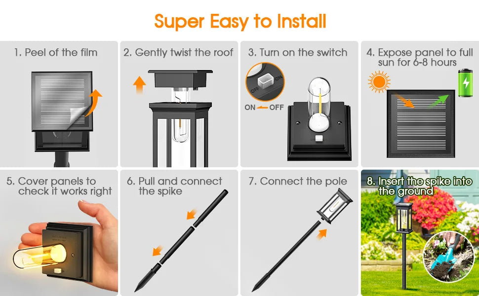 Upgraded Solar Lights 6/12 Pack Modern LED Garden Lighting