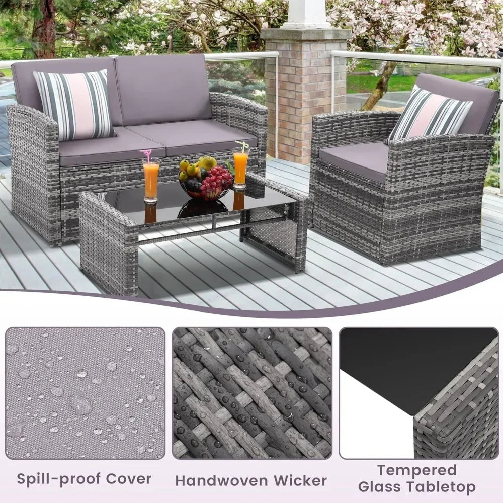 4 Pieces Patio Conversation Set,
