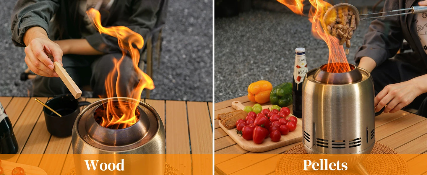 Portable Stainless Steel Tabletop Fire Pit for Outdoor Use
