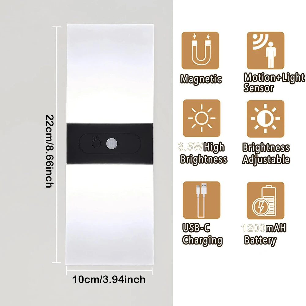 Two-Pack Wireless LED Wall Lamps Dimmable Self-Contained