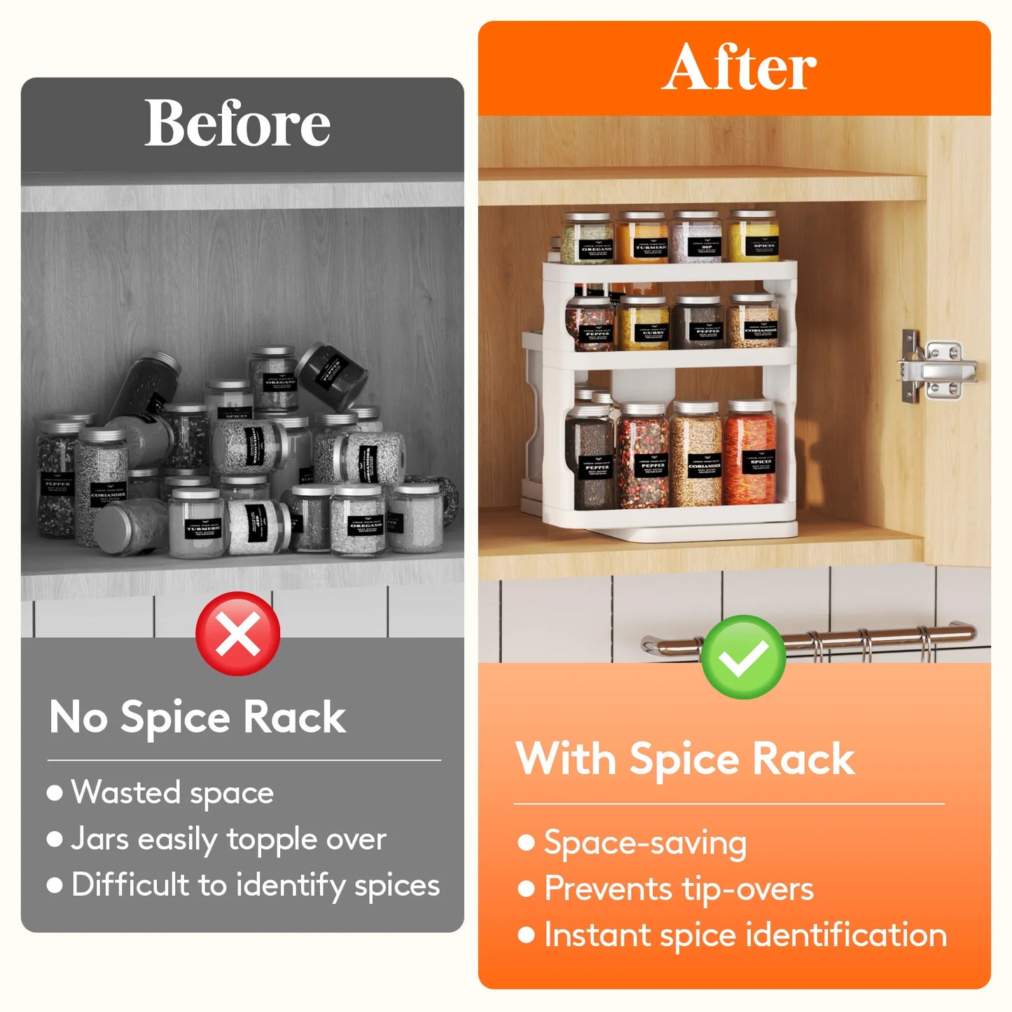 Spice Rack Organizer for Cabinet,
