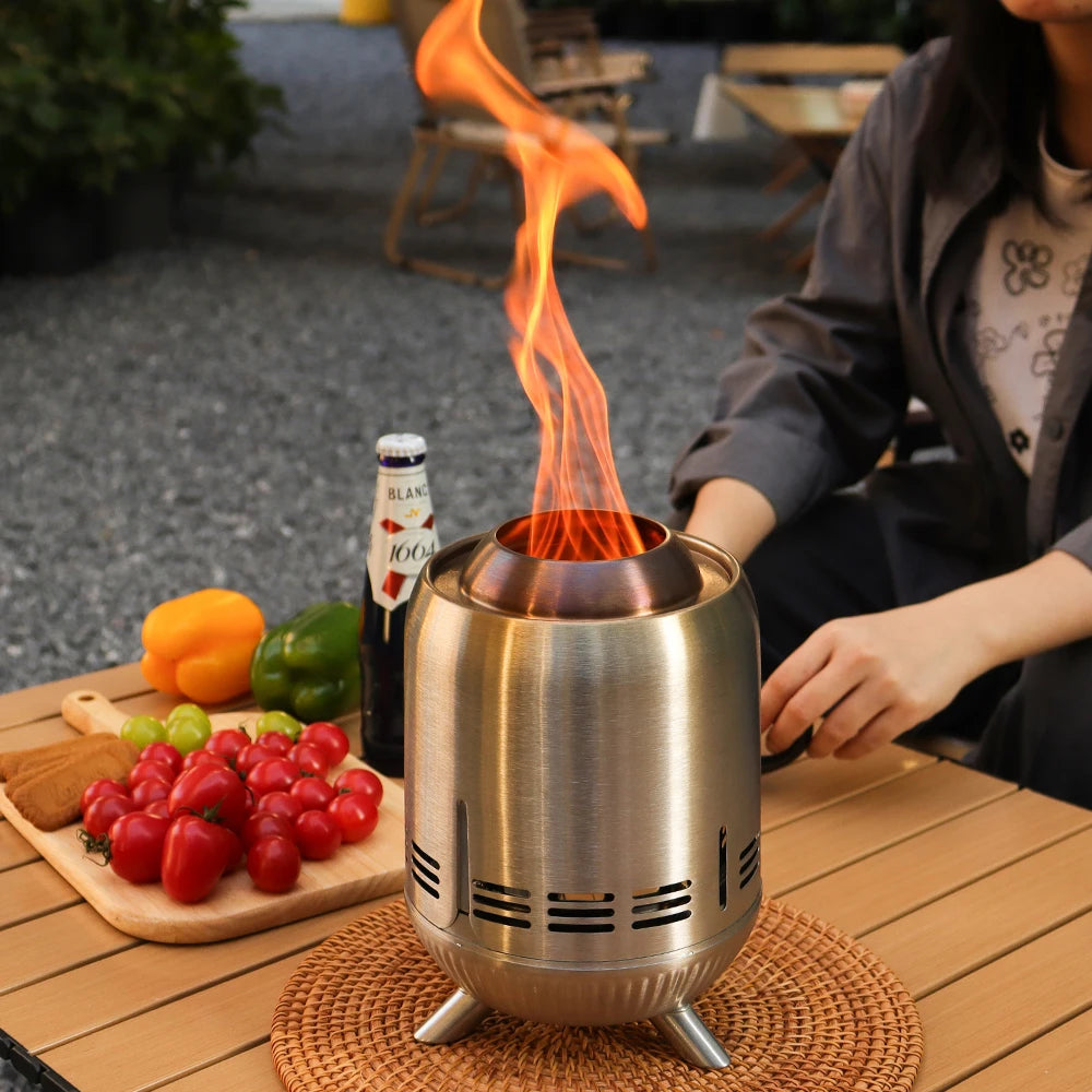 Portable Stainless Steel Tabletop Fire Pit for Outdoor Use