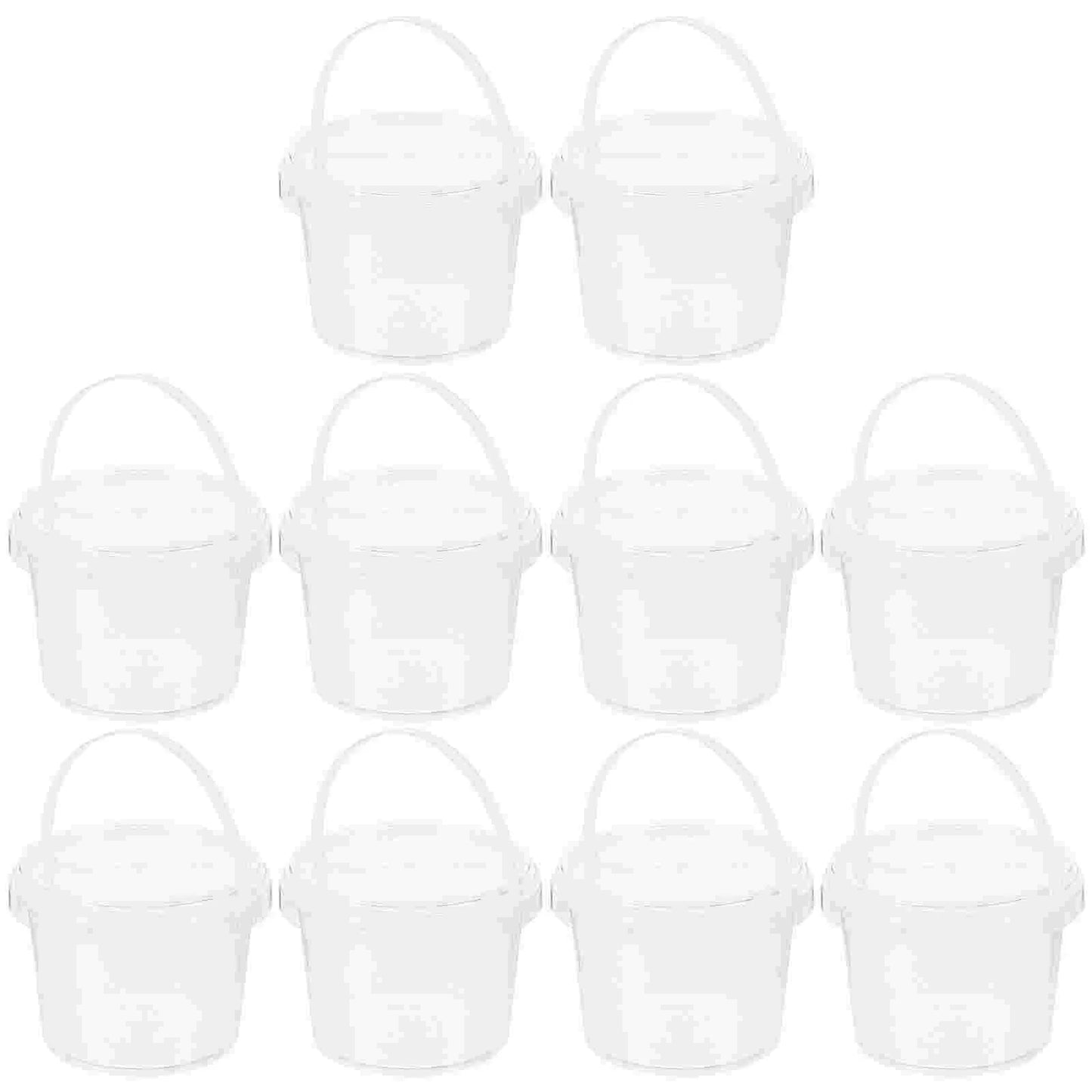 10 Pcs Plastic Storage Buckets Kitchen Containers Empty Bucket Clear Container Household Items Sealed Lid Portable