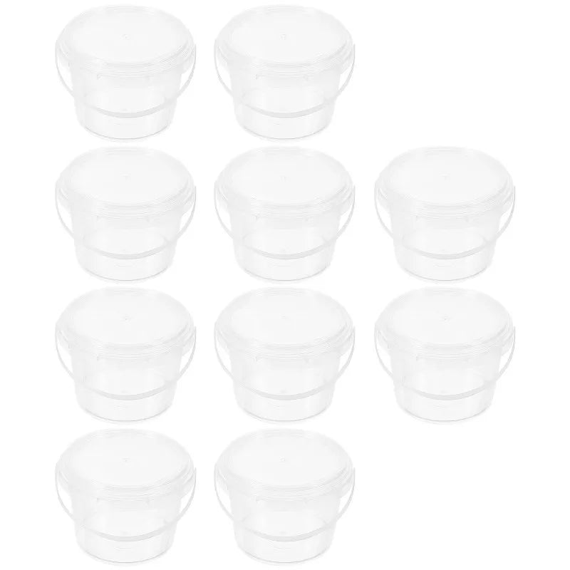 10 Pcs Plastic Storage Buckets Kitchen Containers Empty Bucket Clear Container Household Items Sealed Lid Portable