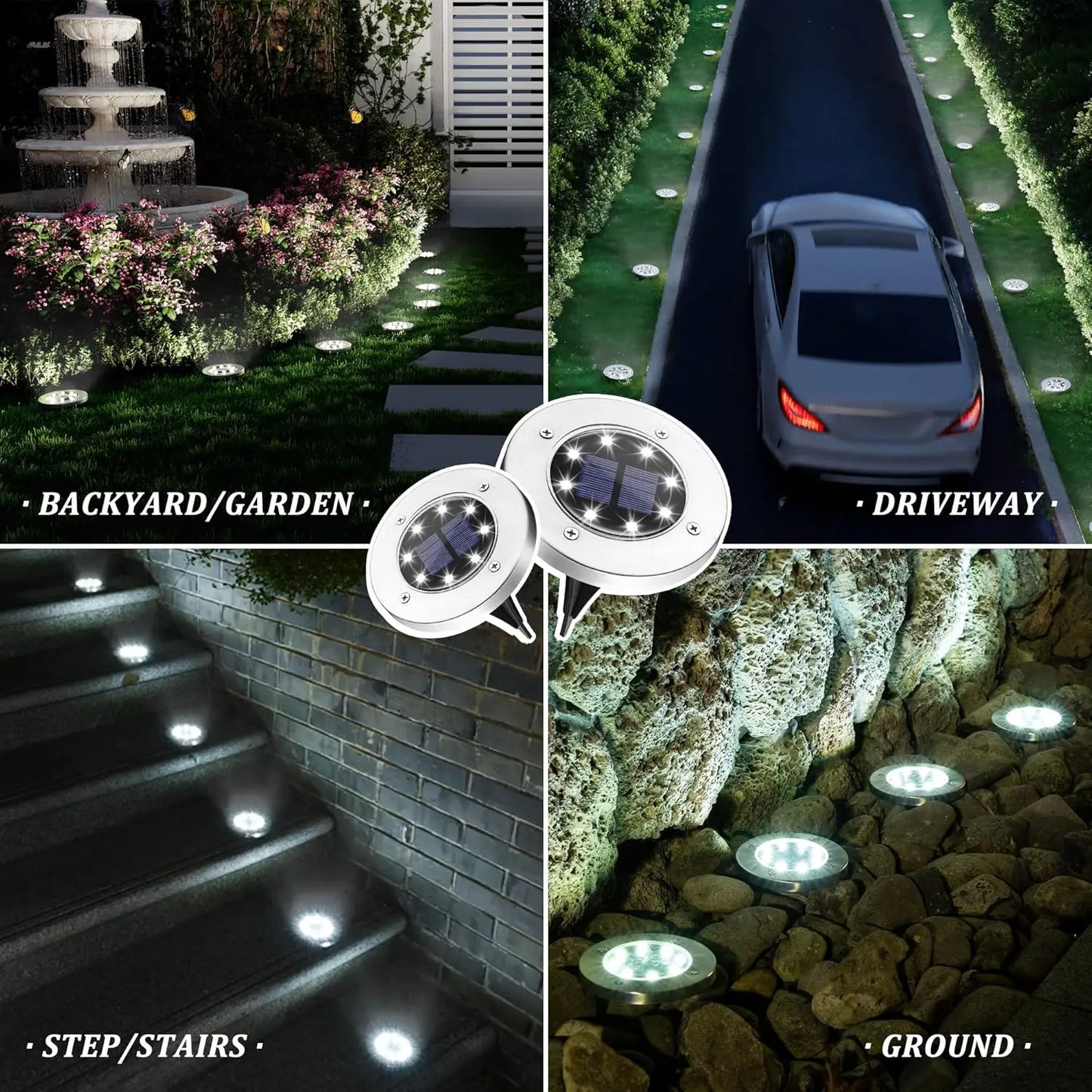 Solar Outdoor Lights Set of 4 or 8 Modern LED Design