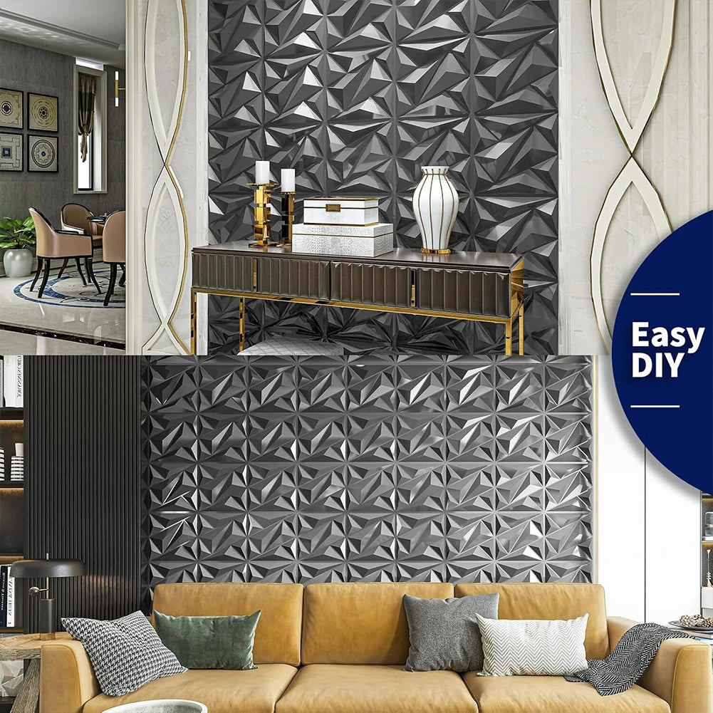 Shunmaii 3D Wall Panel Diamond Pattern PVC Wall Covering