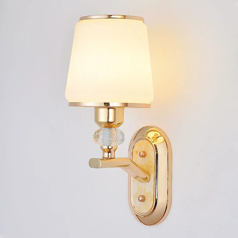 Modern Minimalist Crystal Bedside Wall Sconce Lamp In Iron Finish For Bedroom Or Living Room