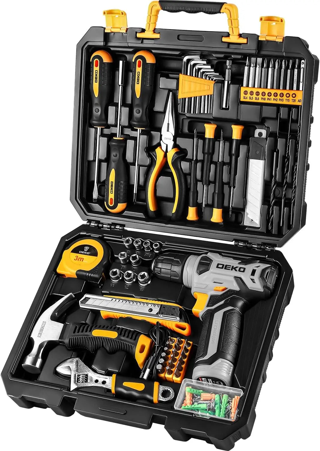 DEKO 126 Piece Power Tool Combo Kits with 8V Cordless Drill,