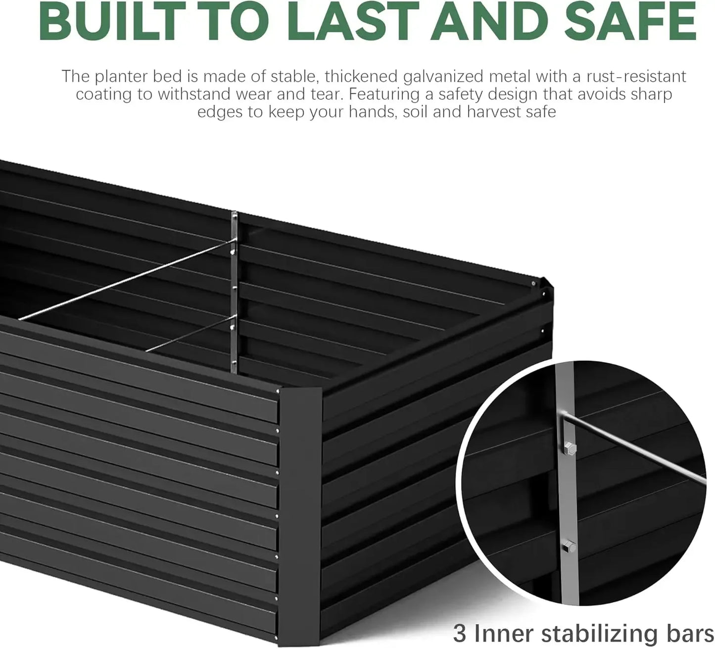 4 Piece Galvanized Raised Garden Bed Set for Deep Root Growth