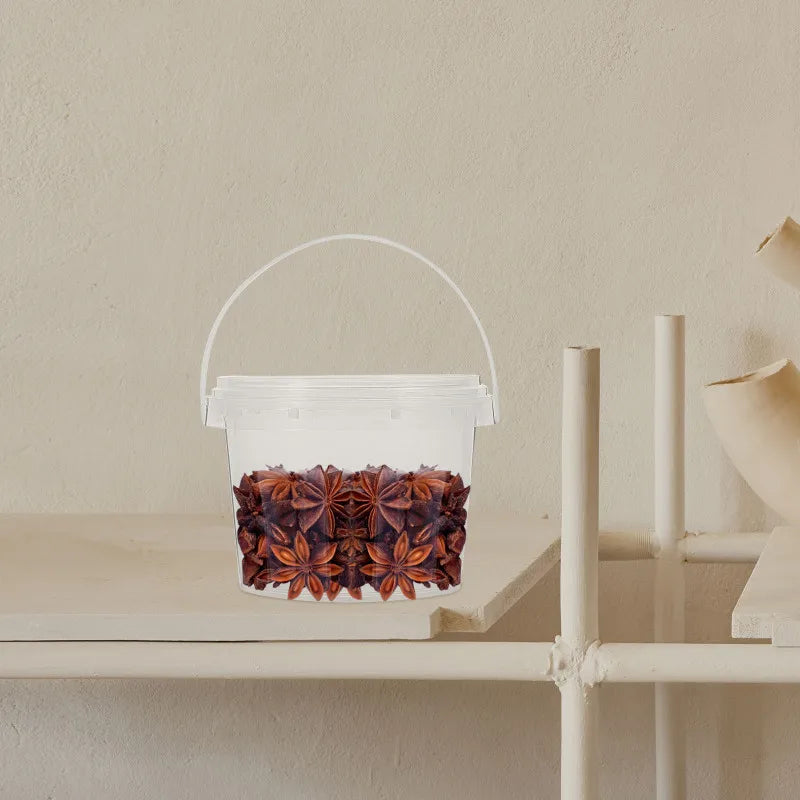 10 Pcs Plastic Storage Buckets Kitchen Containers Empty Bucket Clear Container Household Items Sealed Lid Portable