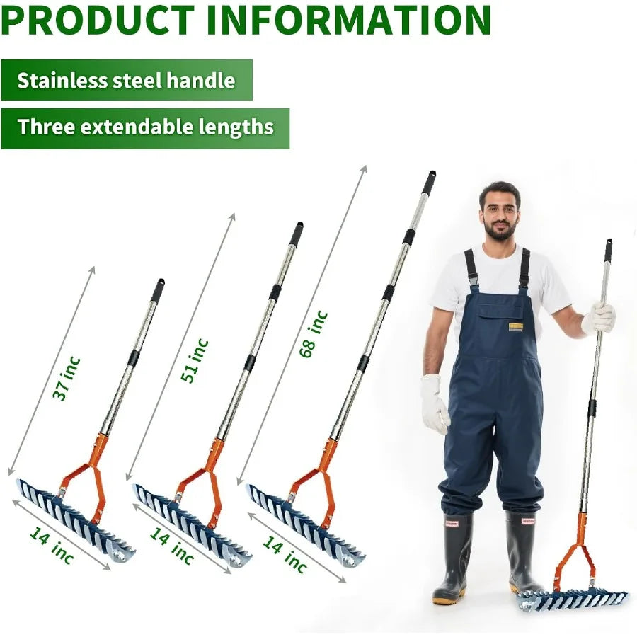 Thatch Rake 14 Wide 21Tines Sturdy Garden Dethatcher Rake