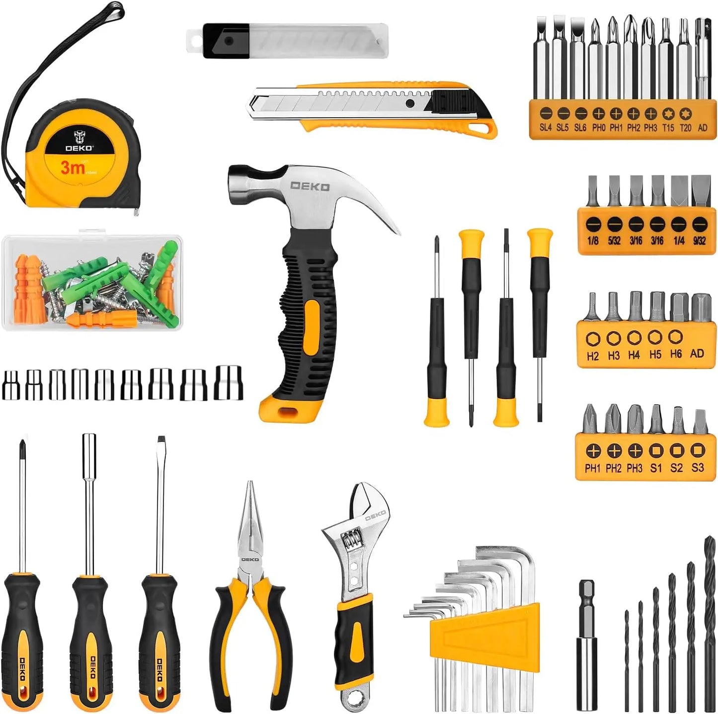 DEKO 126 Piece Power Tool Combo Kits with 8V Cordless Drill,