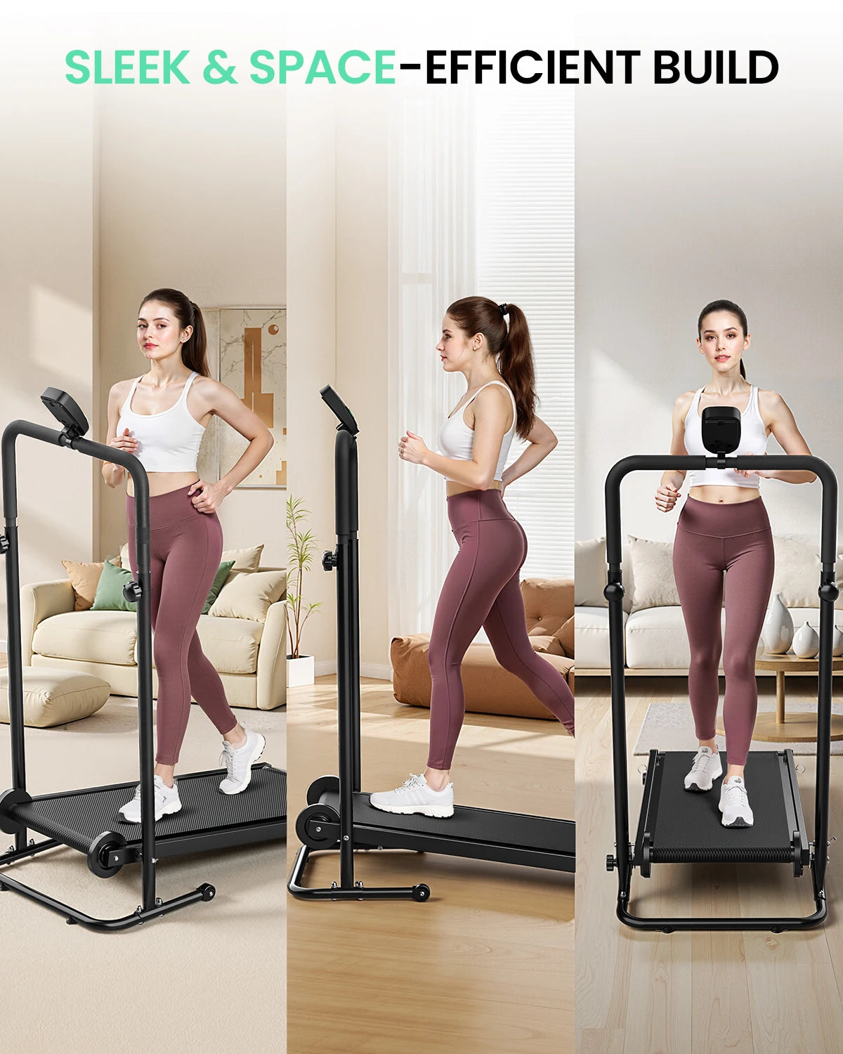 AKLUER Non Electric Treadmill With Dual Flywheel And Fixed Incline