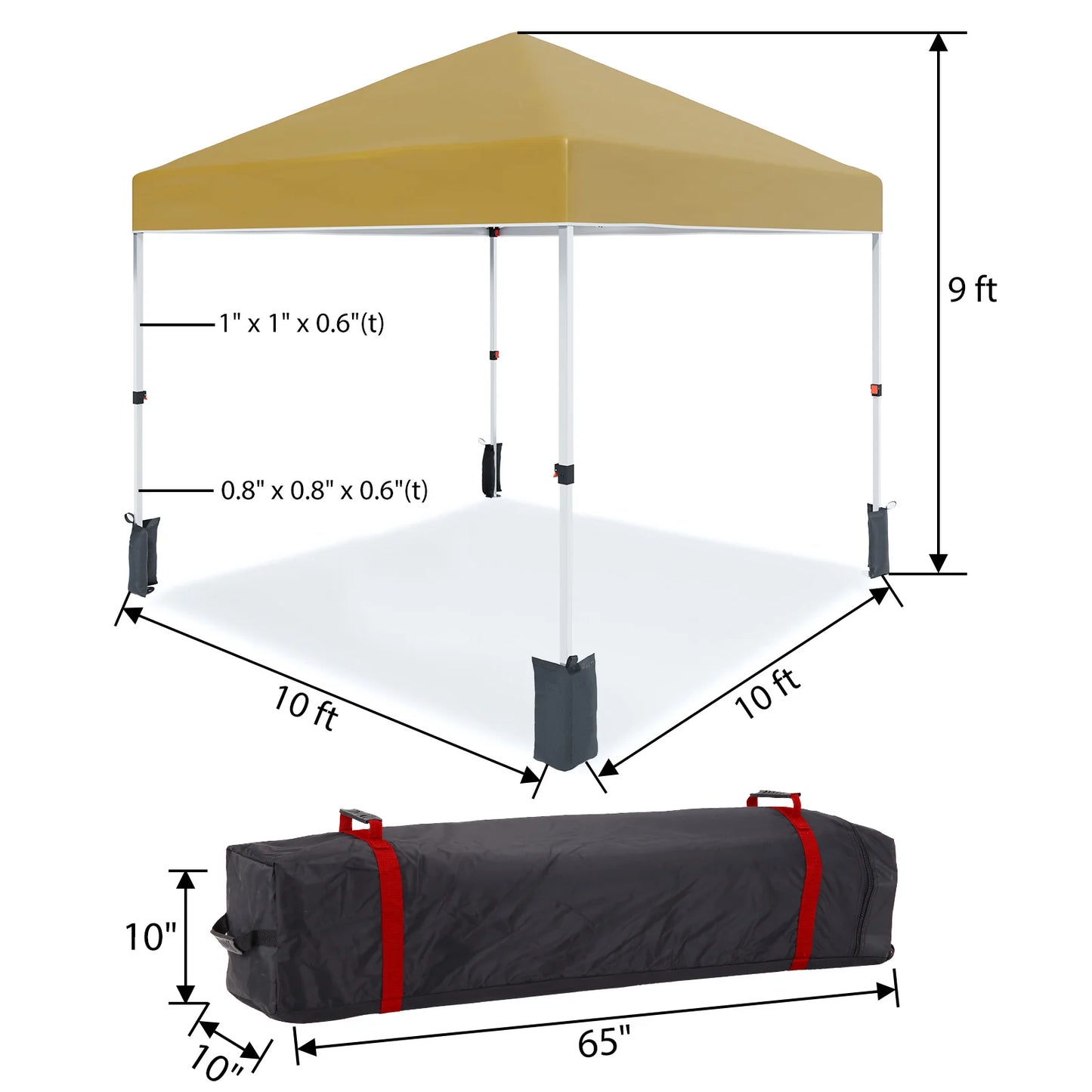 10x10ft Center Locking Waterproof Canopy Tent for 5-8 People