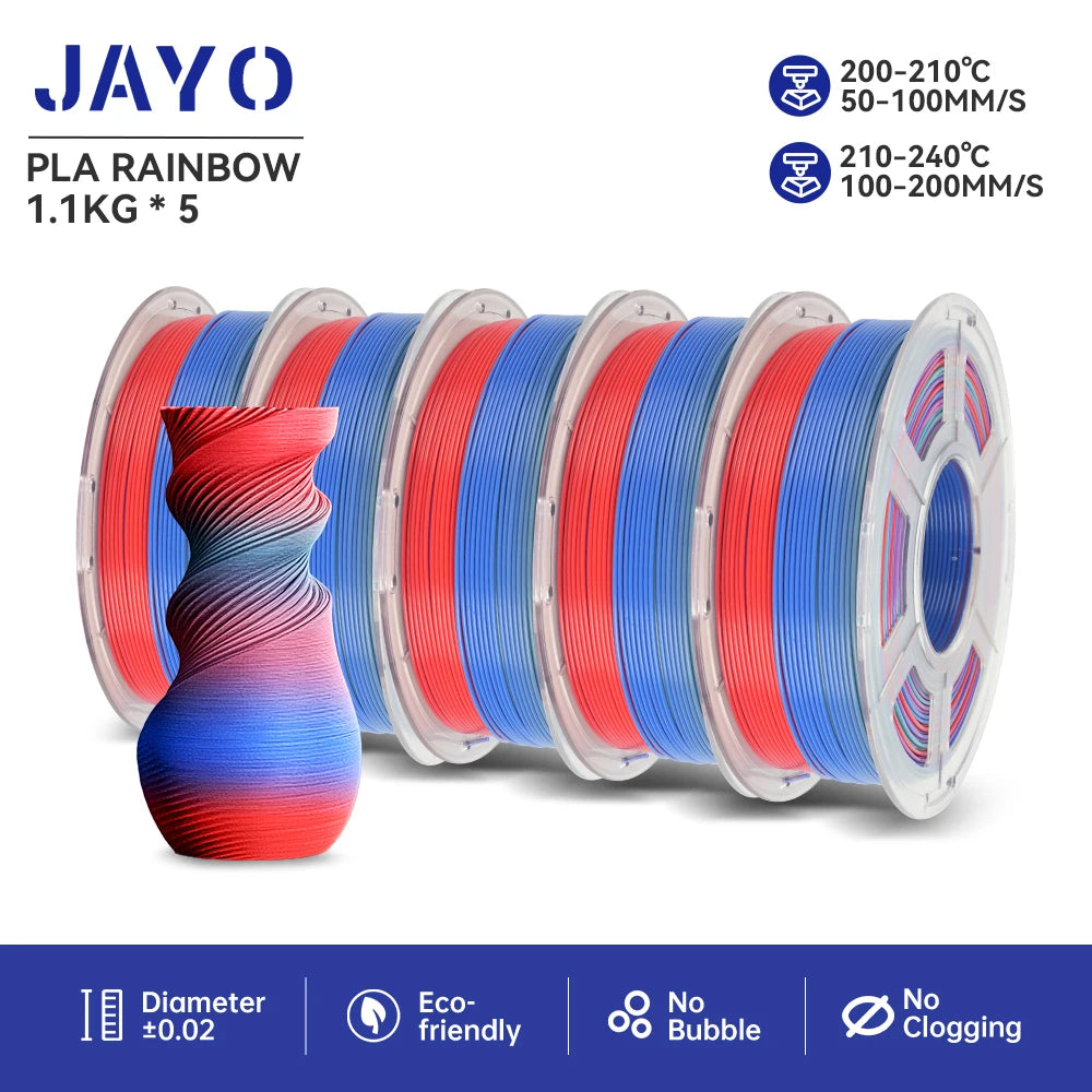 JAYO PLA/PETG/ABS/TPU/PLA plus/PLAMeta 5 Rolls