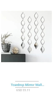 4 Pcs Square Silver Mirror Wall Decor Set 1.2 Inch