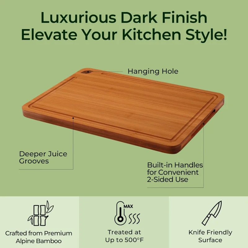 Carbonized Bamboo Cutting Boards Set For Kitchen Prep