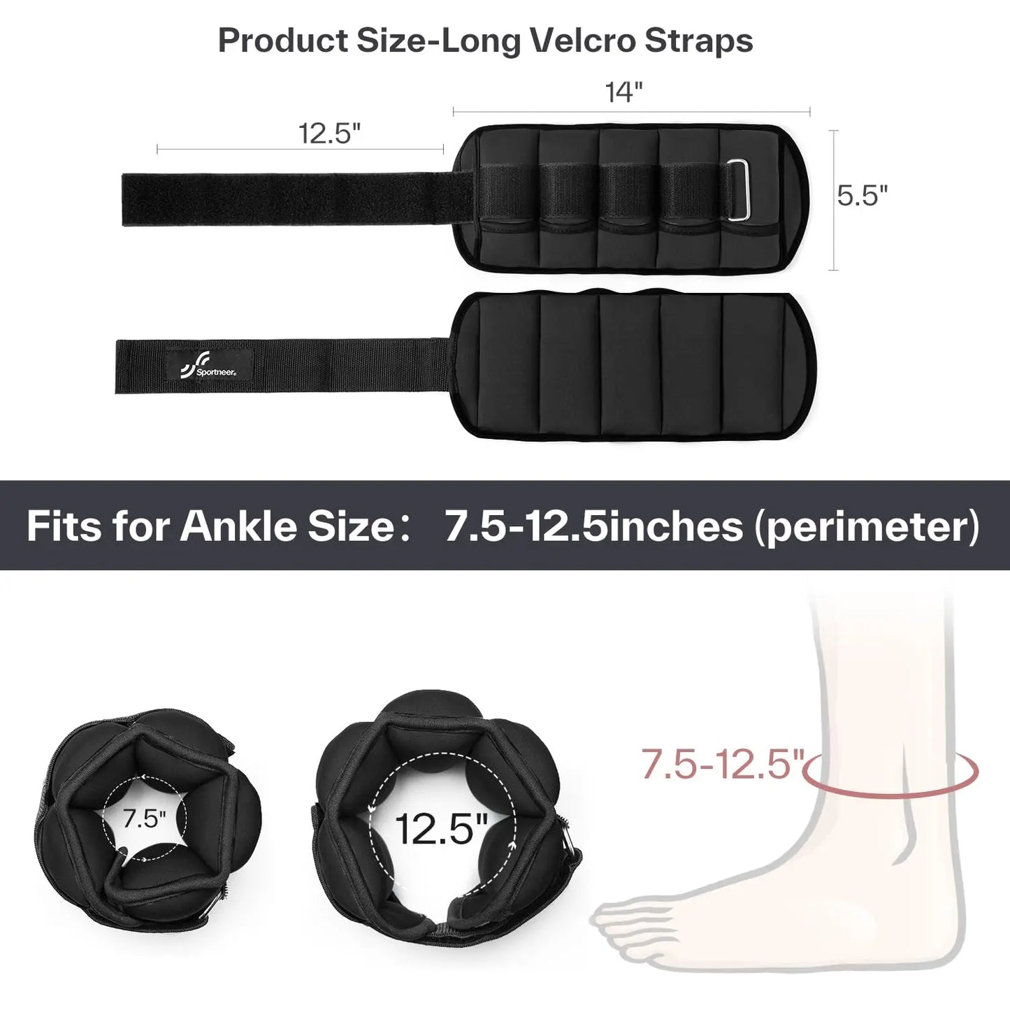 Sportneer Adjustable Ankle Wrist Weights Arm Leg Weight Straps for Men and Women