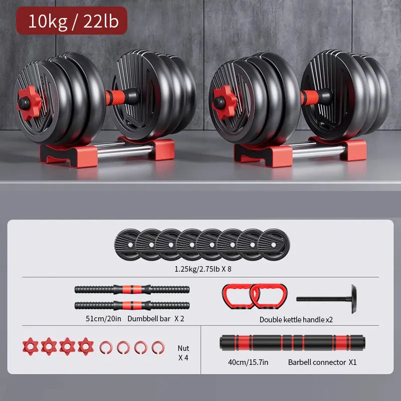 KBQ All-in-One 4-in-1 Adjustable Weight Dumbbell Set Twenty-Two-Pound Ergonomic-Grip