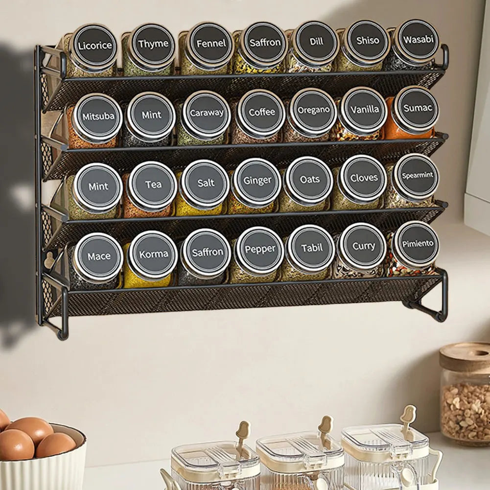 4 Tier Kitchen Organizer Spice Rack Wall Mounted