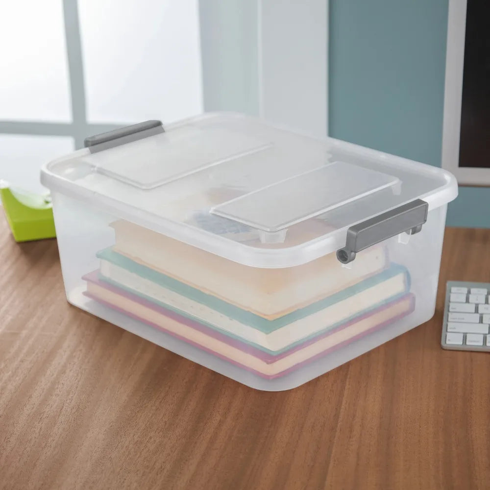 Sterilite 3 Pack Ultra-Durable-Long-Lasting Modular-Latch Storage-Box Organizer System Pro-X