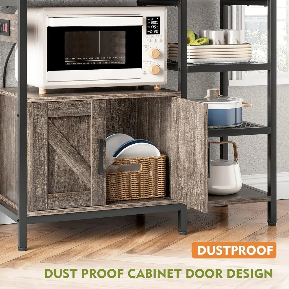 Kitchen Storage Cabinet with 6 Tier Bakers Rack,