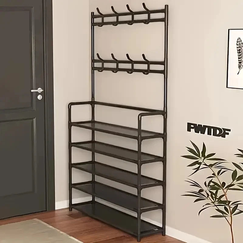 Hign-concerned Space-Saving Entryway Coat Rack And Shoe Storage Organizer For Hallways