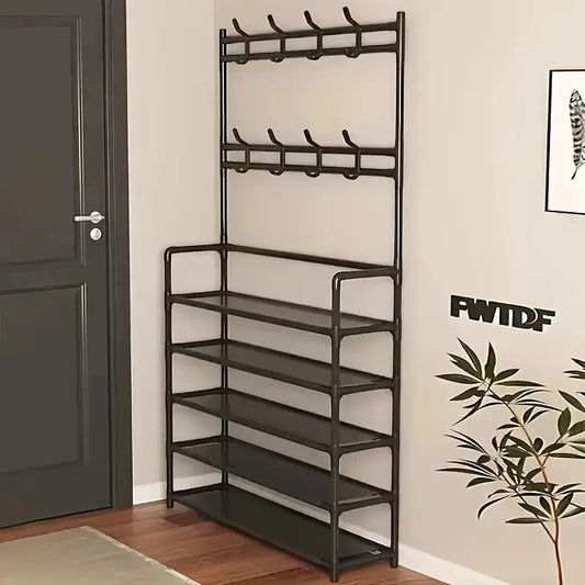 Hign-concerned Space-Saving Entryway Coat Rack And Shoe Storage Organizer For Hallways