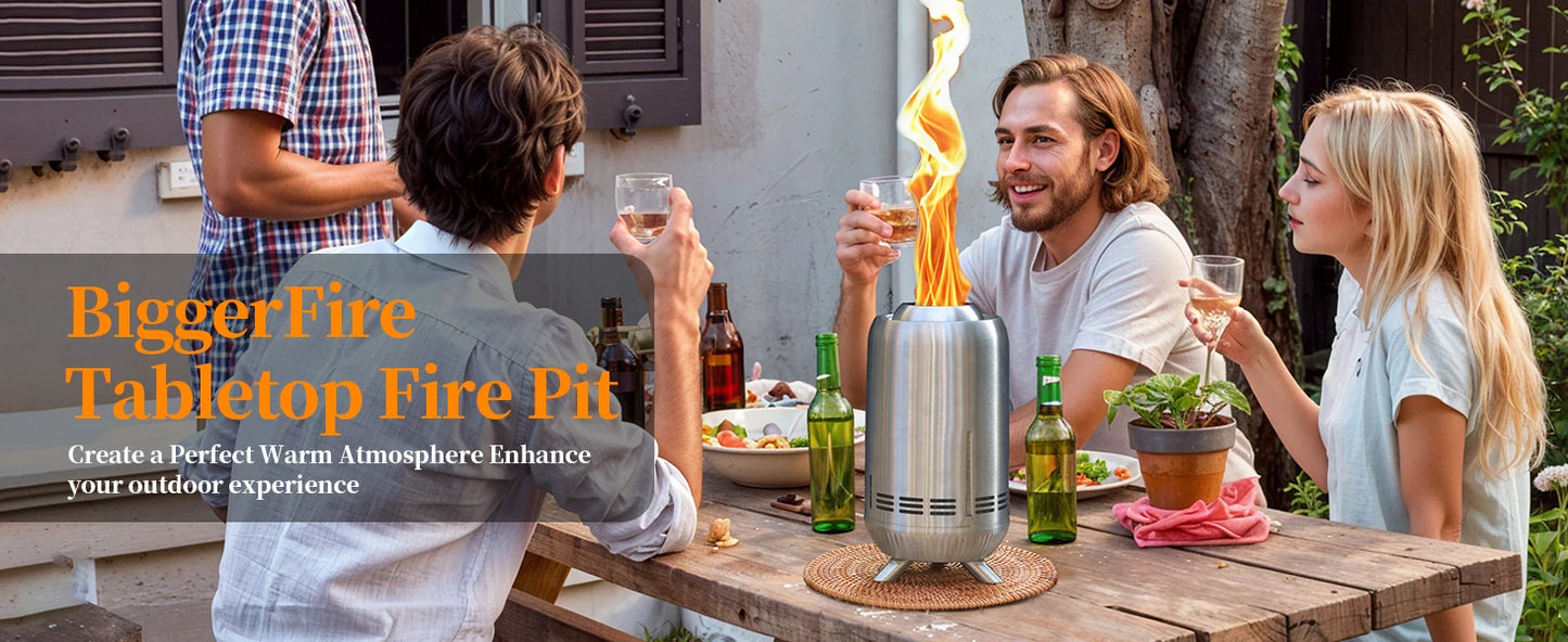 Portable Stainless Steel Tabletop Fire Pit for Outdoor Use
