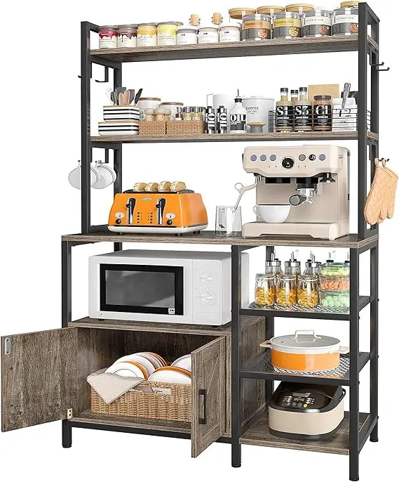 Kitchen Storage Cabinet with 6 Tier Bakers Rack,