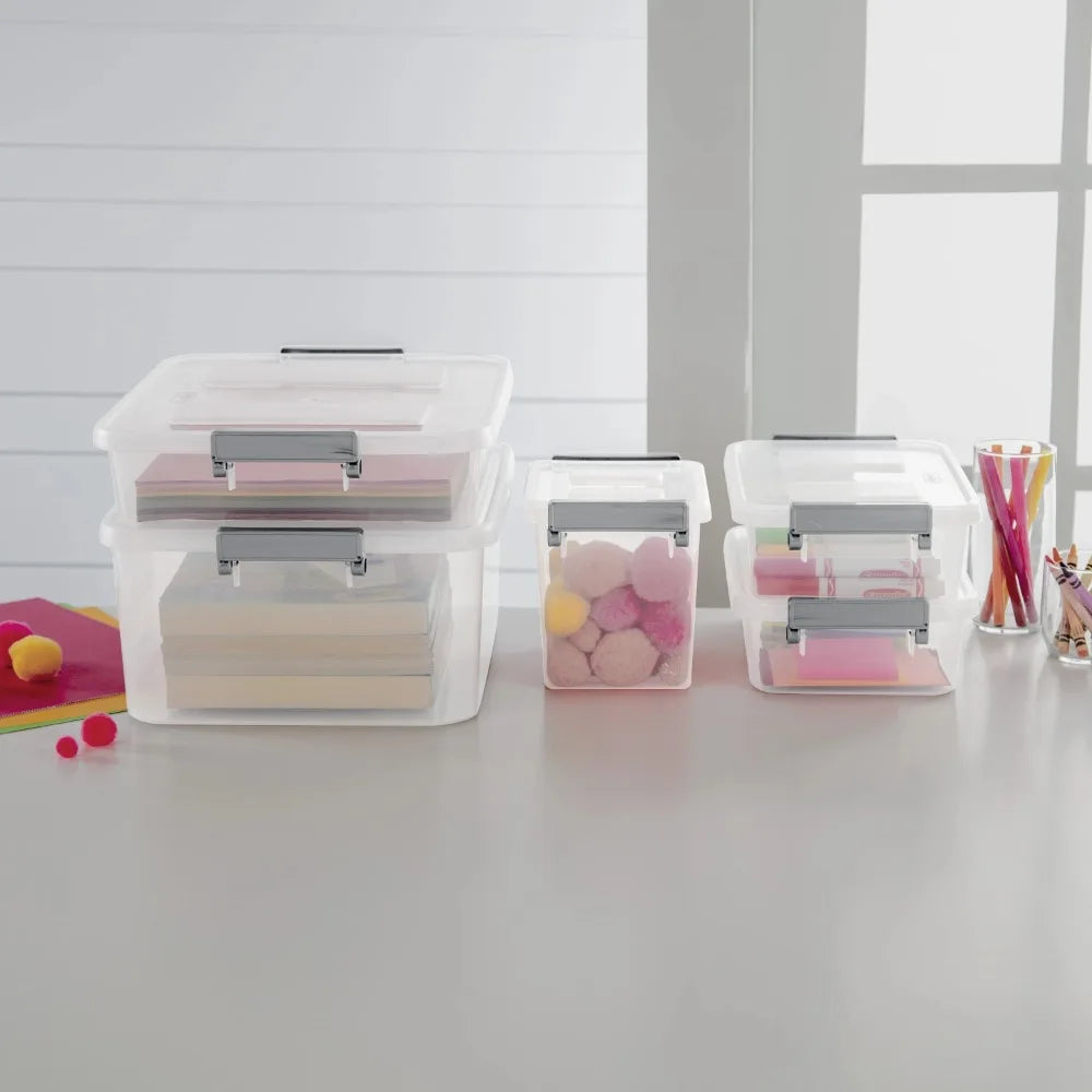 Sterilite 3 Pack Ultra-Durable-Long-Lasting Modular-Latch Storage-Box Organizer System Pro-X